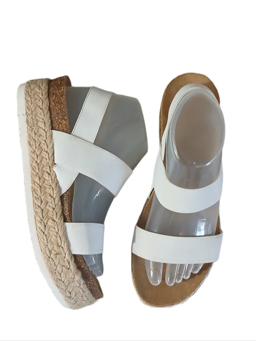 Steve Madden White Espadrille Platform Sandals Size 8.5